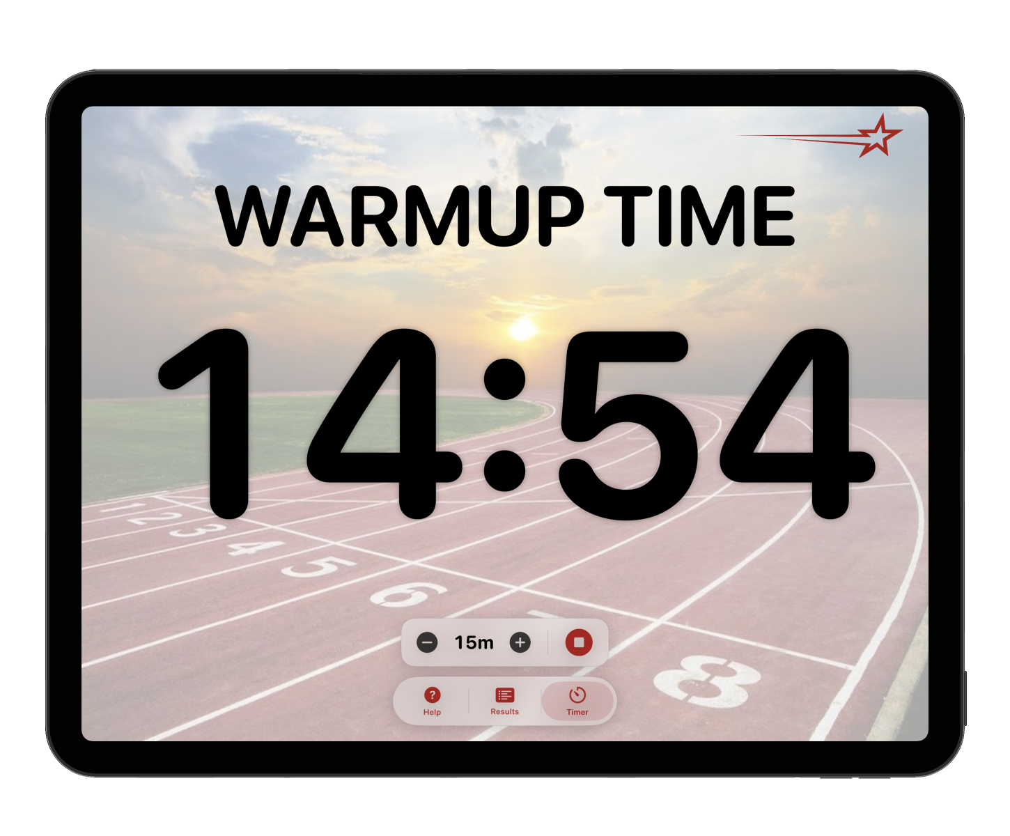 LaserPad warm-up countdown on the same displays